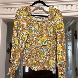Anthropologie Yellow and Orange Floral Blouse